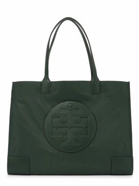 Tory Burch Dark Green Logo Ella Tote Bag
